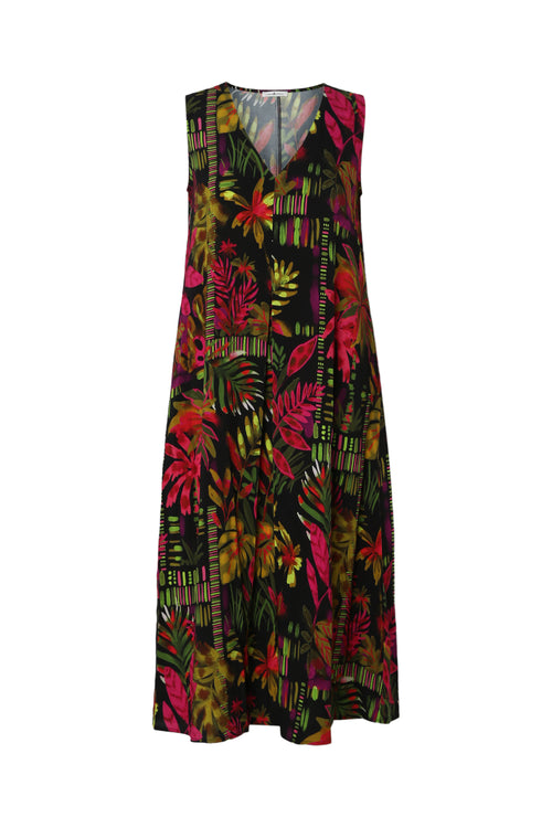 Robe longue en viscose imprimé floral-Paprika-10