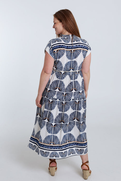 Robe longue en viscose imprimé feuillage-Paprika-2