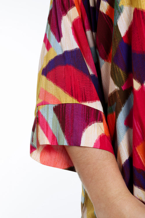 Blouse en viscose imprimé graphique-Paprika-5
