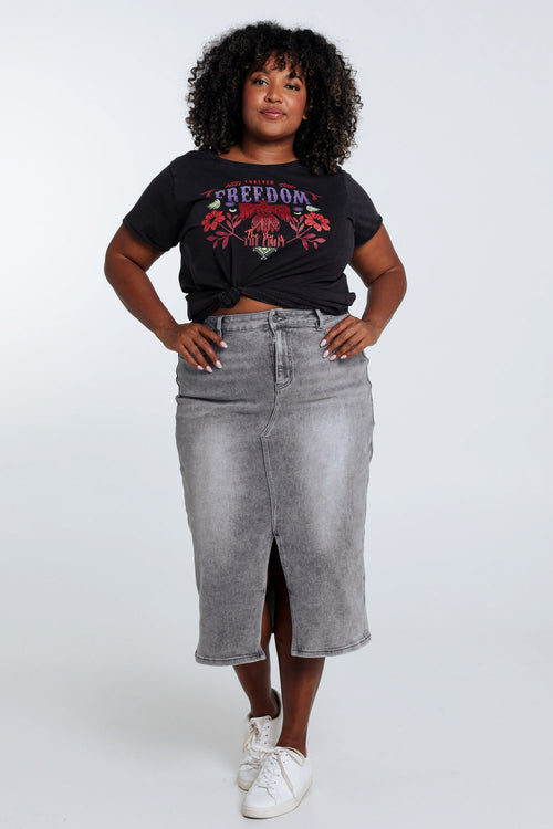 Jupe fendue en jeans-Paprika-7