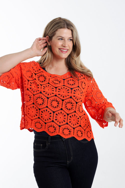 Pull en crochet uni-Paprika-3