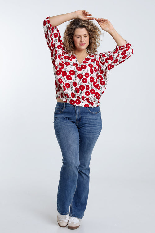 Blouse boite imprimé floral-Paprika-7