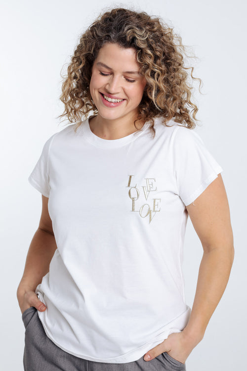 T-shirt en coton brodé Love-Paprika-1