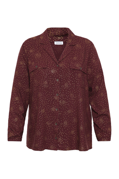 Chemisier en viscose à pois avec détail foil-Paprika-9