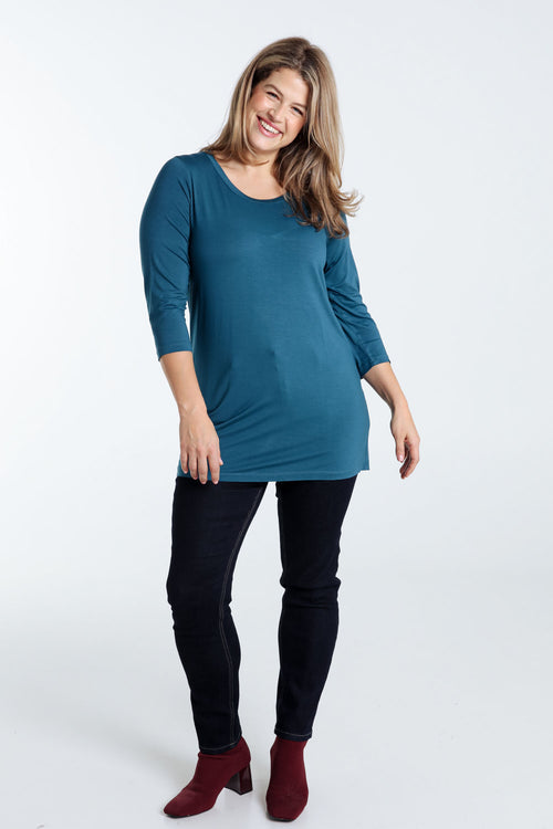 T-shirt basic uni en viscose-Paprika-8