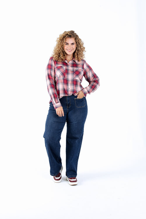 Chemise en coton à carreaux avec lurex-Paprika-6