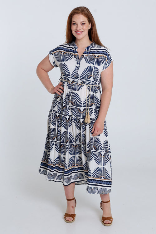 Robe longue en viscose imprimé feuillage-Paprika-9