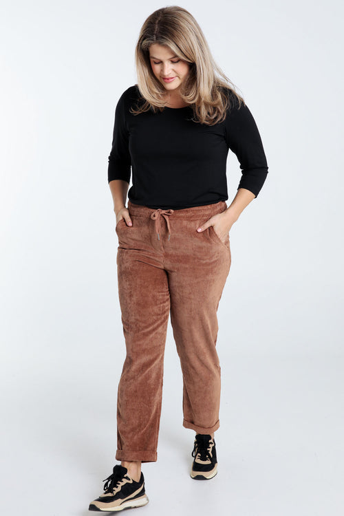 Pantalon chino uni en velours-Paprika-8