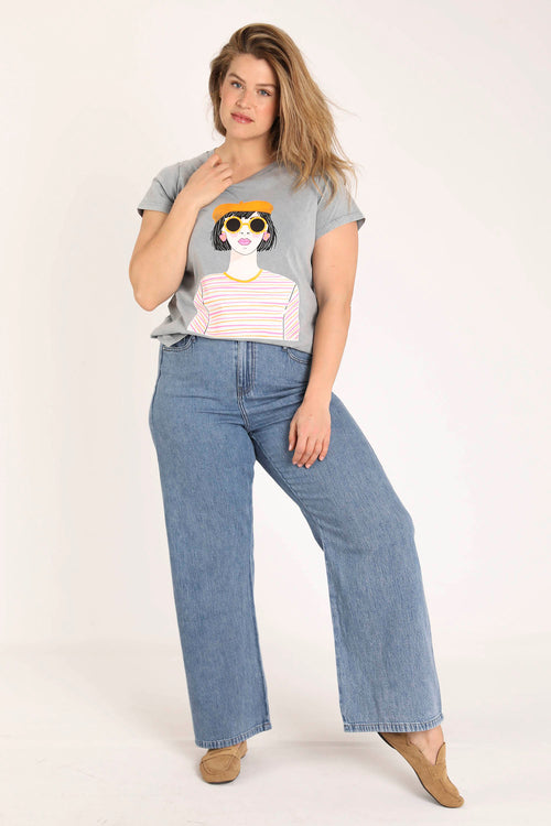T-shirt en coton imprimé femme-Paprika-6