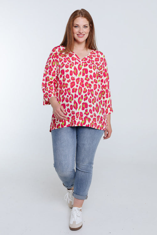 Blouse en viscose imprimé peau de bête-Paprika-9