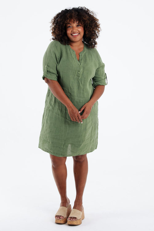 Robe tunique en lin unie-Paprika-7