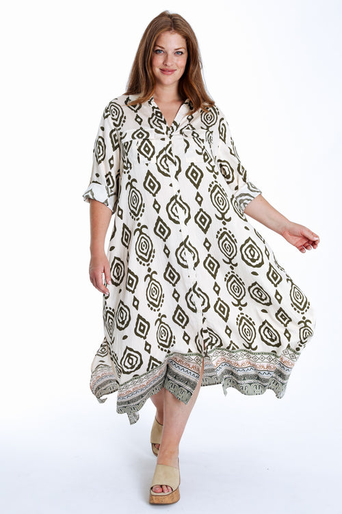 Robe longue imprimé ethnique bicolore-Paprika-10