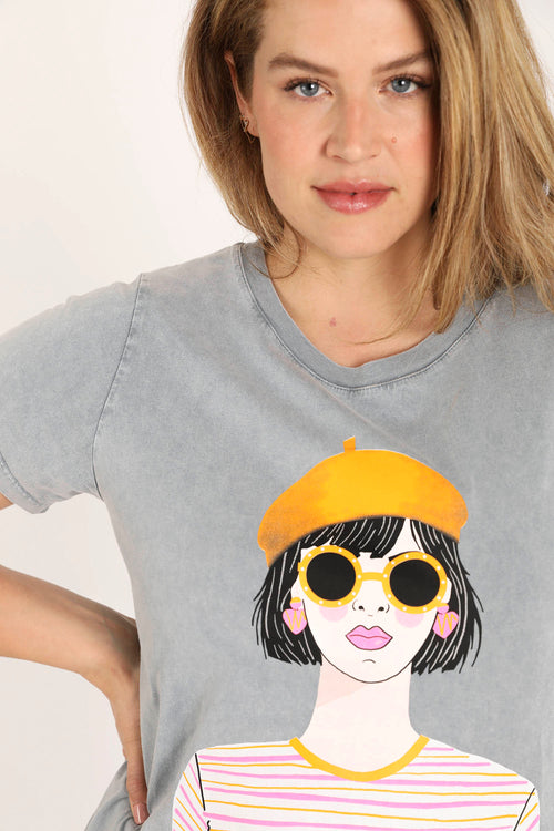 T-shirt en coton imprimé femme-Paprika-5