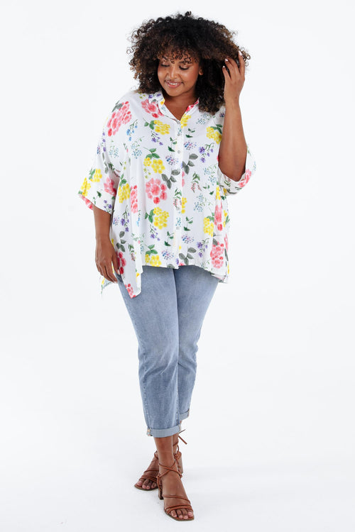 Chemisier ample en viscose imprimé floral-Paprika-8