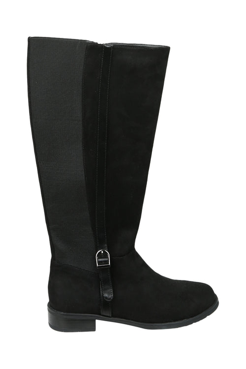 Bottes cavalières plates en suédine-Paprika-4
