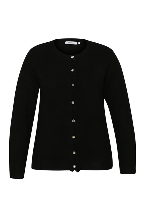 Cardigan boutonné uni avec volants-Paprika-1