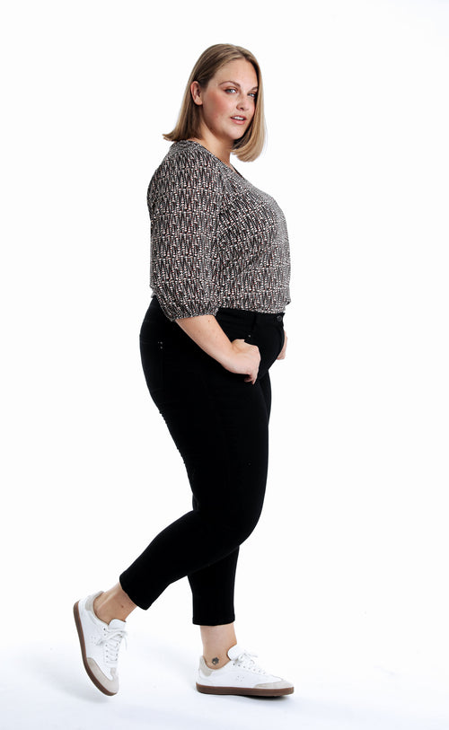 Pantalon slim 7/8 uni Louise-Paprika-5