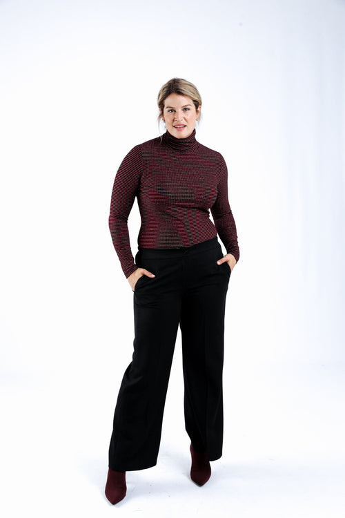 Pantalon large à plis uni-Paprika-7