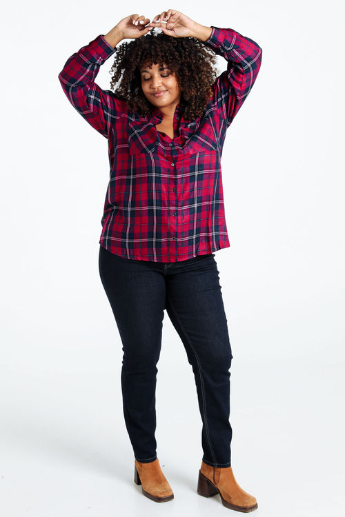 Chemise à carreaux en viscose-Paprika-9