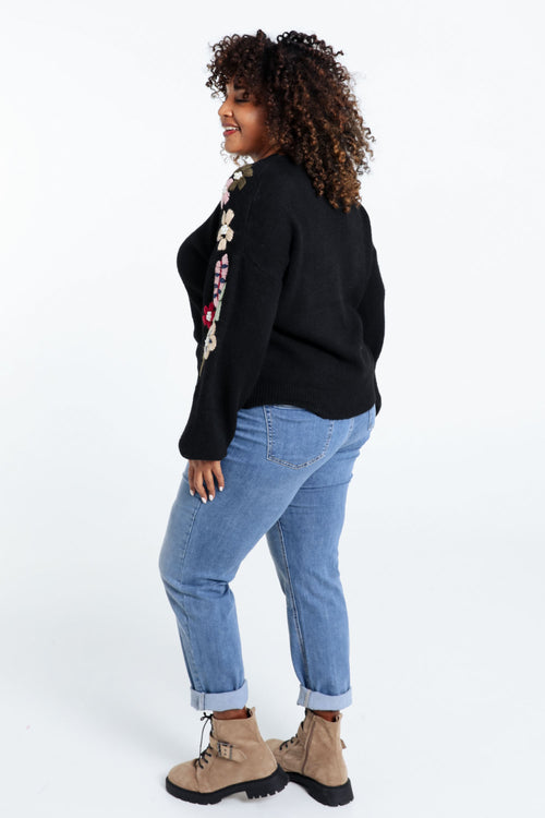 Pull uni avec manches détail broderies-Paprika-3