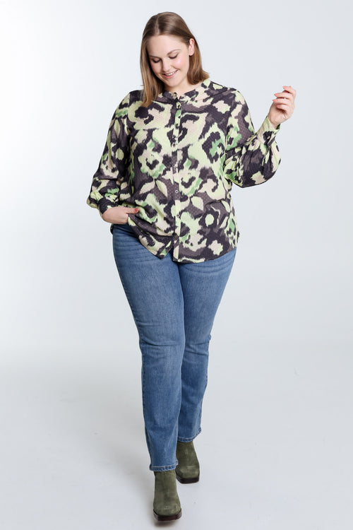 Blouse plumetis en viscose imprimé abstrait-Paprika-9
