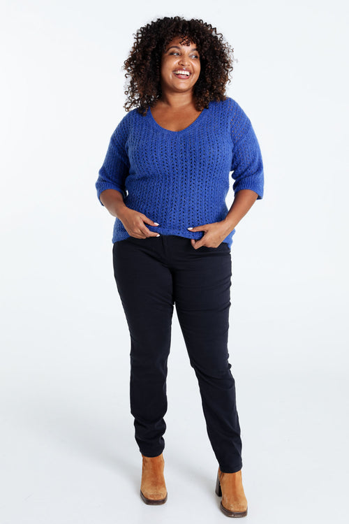 Pull court uni ajouré-Paprika-7