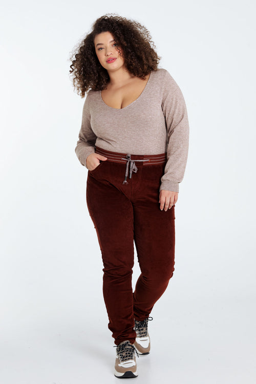 Jegging slim en velours-Paprika-9