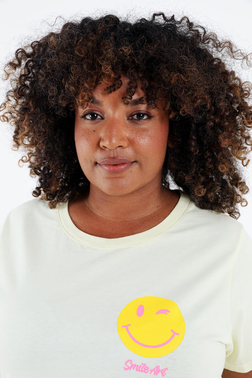 T-shirt en coton imprimé smile-Paprika-3