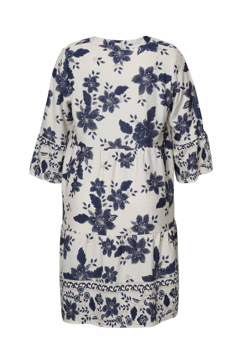 Robe courte en viscose imprimé floral-Paprika-11