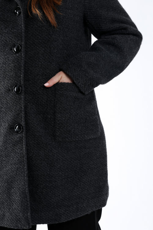 Manteau en laine uni avec capuche-Paprika-5