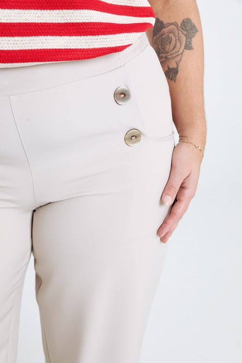 Pantalon 7/8 avec boutons décoratifs-Paprika-3