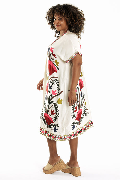 Robe en viscose imprimé folk-Paprika-2