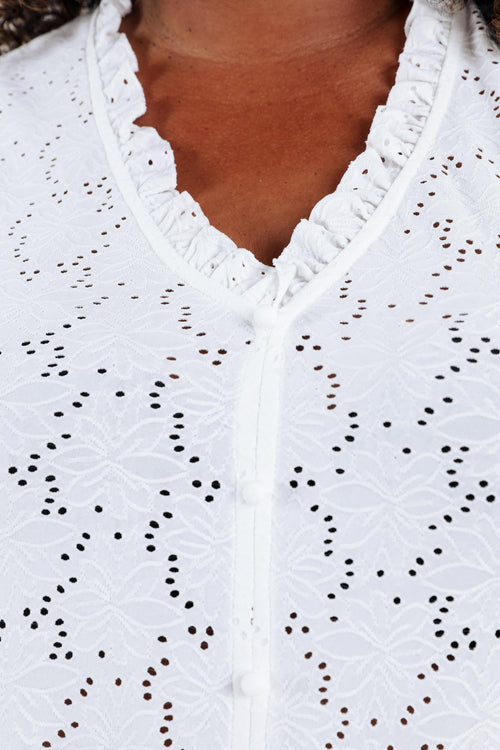 T-shirt en dentelle uni avec volants-Paprika-6