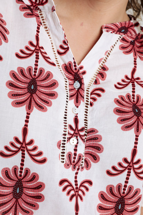 Blouse détail ajouré imprimé bicolore-Paprika-6