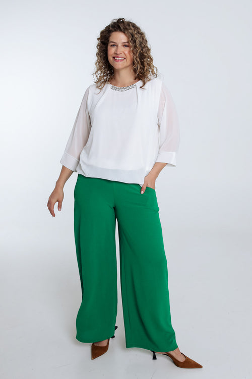Blouse unie avec bijoux-Paprika-9