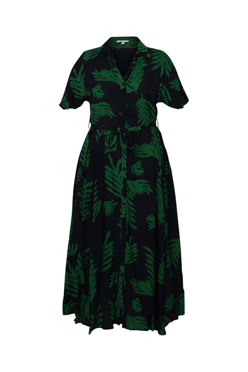 Longue robe en viscose imprimé feuillage-Paprika-10