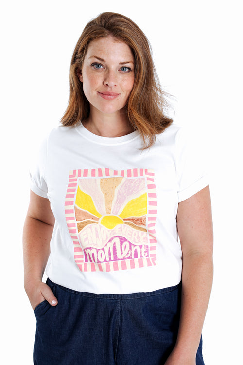 T-shirt en coton imprimé soleil-Paprika-1