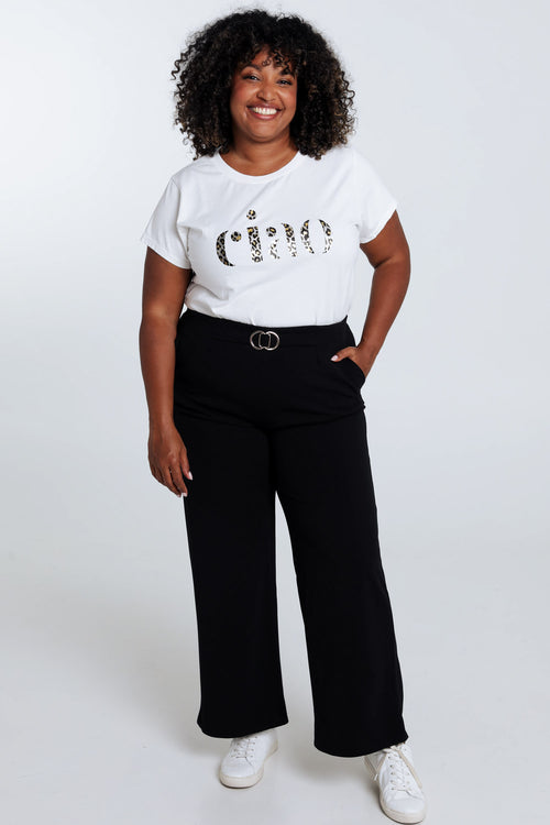 Pantalon droit avec boucle dorée-Paprika-7