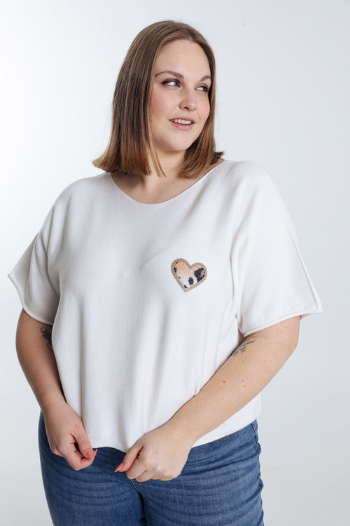 Pull cape uni avec coeur-Paprika-6