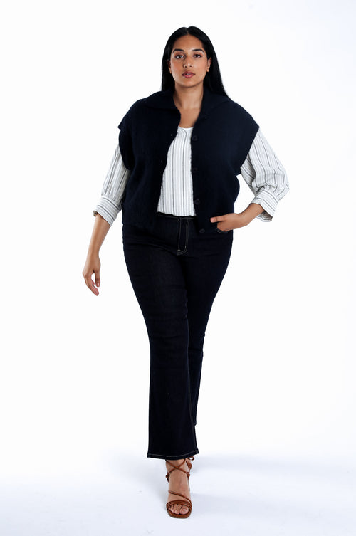 Blouse en viscose et lin rayée-Paprika-7