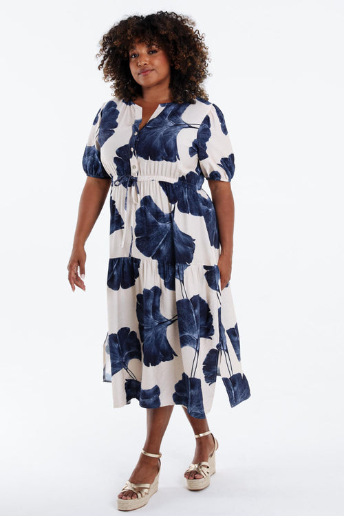 Robe longue en viscose imprimé feuillage-Paprika-8
