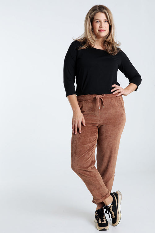 Pantalon chino uni en velours-Paprika-10