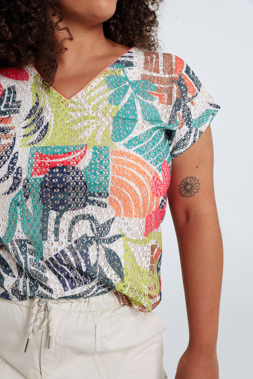 T-shirt imprimé floral-Paprika-3
