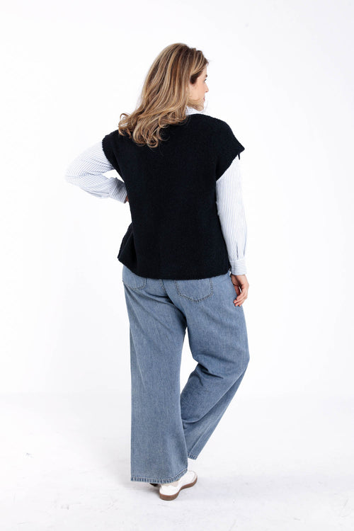 Gilet sans manches maille bouclette uni-Paprika-2