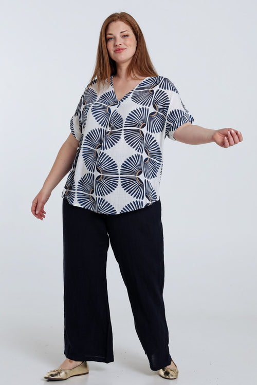 Blouse en viscose imprimé graphique bicolore-Paprika-8