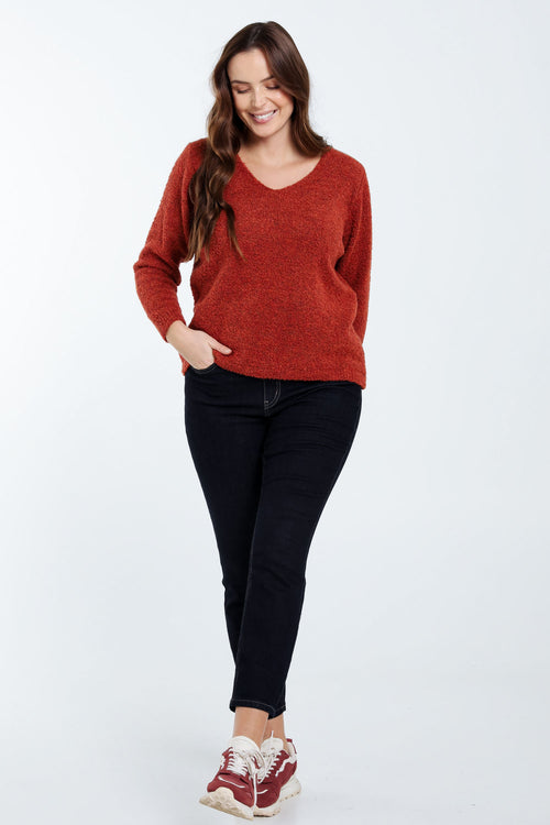 Pull maille bouclette uni-Paprika-7