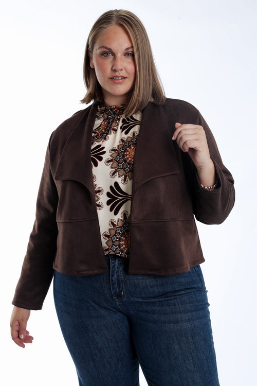 Veste en effet suédine unie-Paprika-1