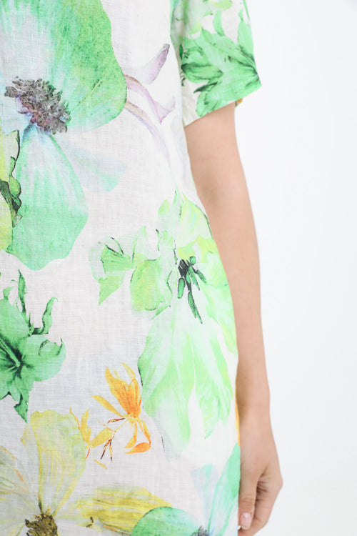 Robe en lin imprimé fleurs-Paprika-3
