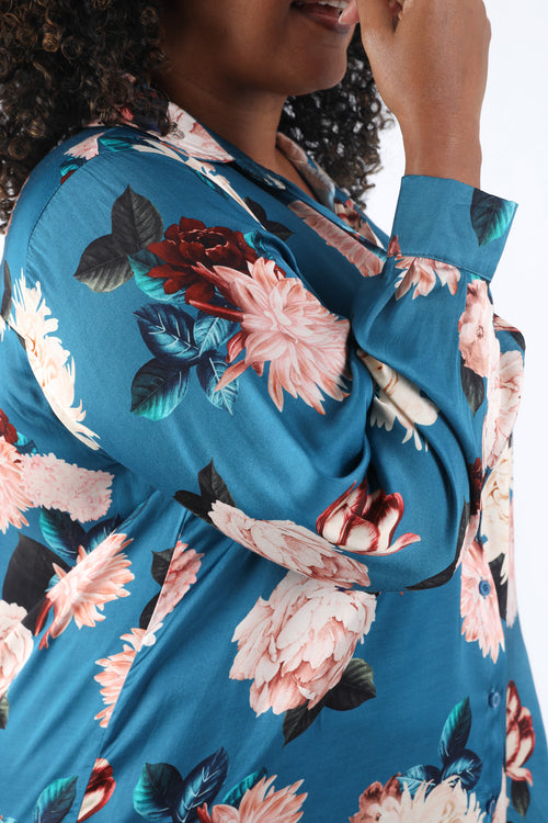 Chemise en viscose imprimé fleuri-Paprika-4