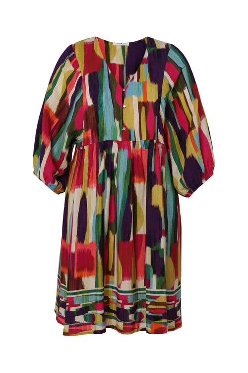 Robe en viscose imprimé graphique-Paprika-10